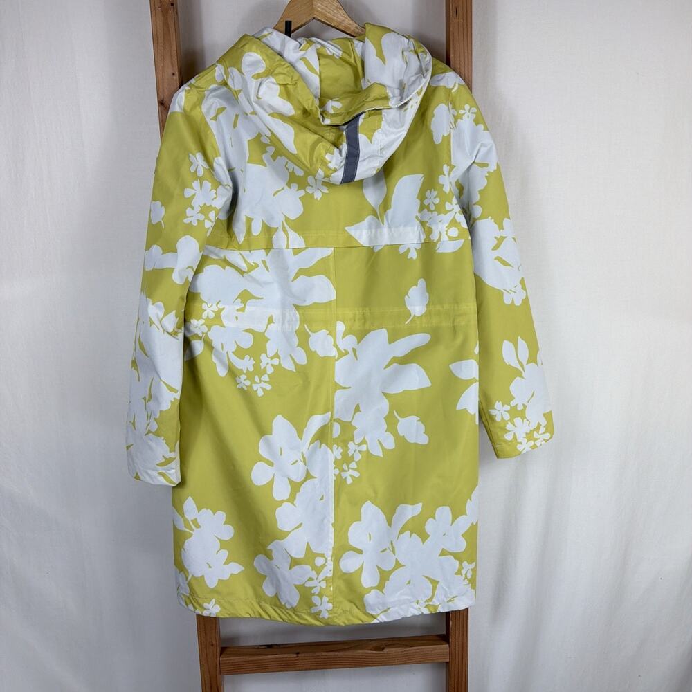 NWT C.RO Denmark Yellow Floral Rain Jacket Size Medium Hooded Knee Length Coat - Picture 2 of 5